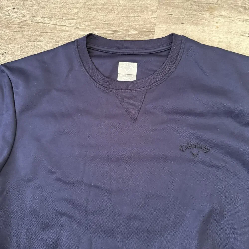 Callaway Fleece Pullover Mens Medium Blue Lightweight Sweatshirt Crew Neck
